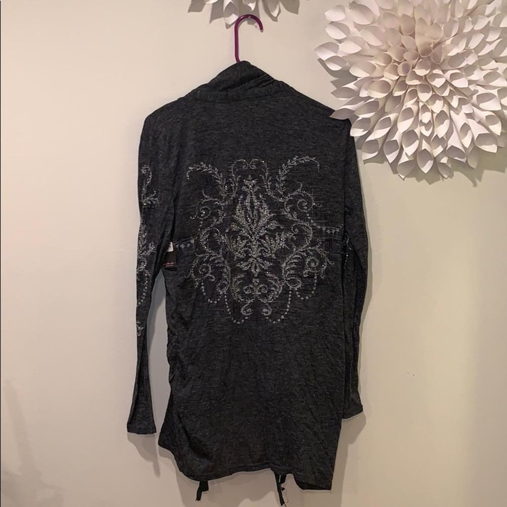 Super cute Grey sweater w/embellished back/sleeves